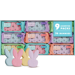GoodMallow Easter Bunny Marshmallows with pastel colors for vegan Easter snacking.