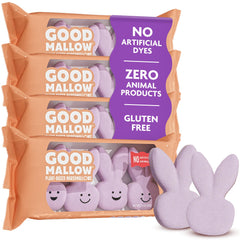 GoodMallow Easter bunny marshmallows in purple pack, naturally colored for festive baskets.