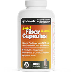 GoodMeds psyllium husk 520mg bottle supports daily digestive comfort.