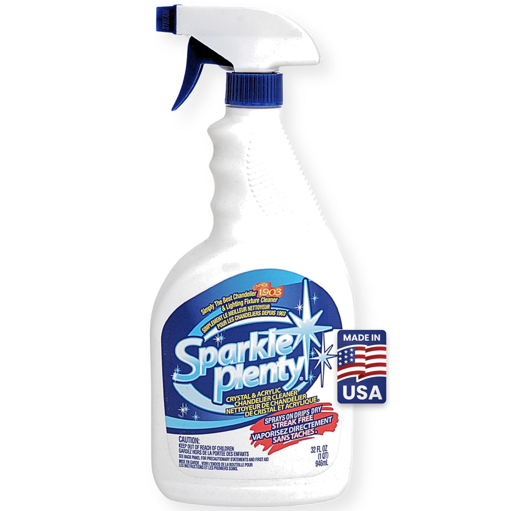Goodscious Sparkle Plenty spray action demonstrates quick, streak-free chandelier cleaning