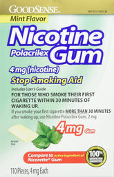 GoodSense nicotine gum mint 4 mg pack ready for cravings relief.