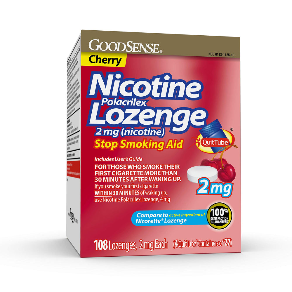 GoodSense nicotine lozenge 2 mg cherry, 108-count pack for quit support