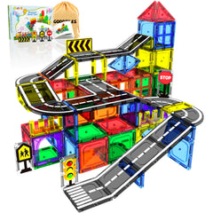 Goodtiles Magnetic Tiles Road Set: kids design dynamic road layouts and playful city planning.