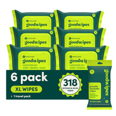 Goodwipes Botanical Bliss hero shot, flushable wipes for a clean, confident bathroom routine.