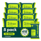 Goodwipes Botanical Bliss packaging highlighting flushable wipes for everyday use