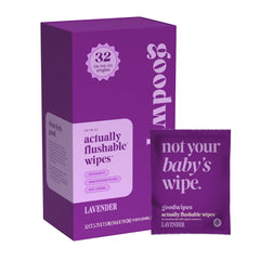 Goodwipes lavender flushable wipes 32 count for quick, refreshing clean on the go.