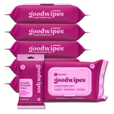 Goodwipes Rosewater flushable butt wipes pack front shows generous size and easy-to-use packaging