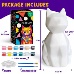 Goody King 12 paint colors with palette and brushes for detailed cat lamp art.