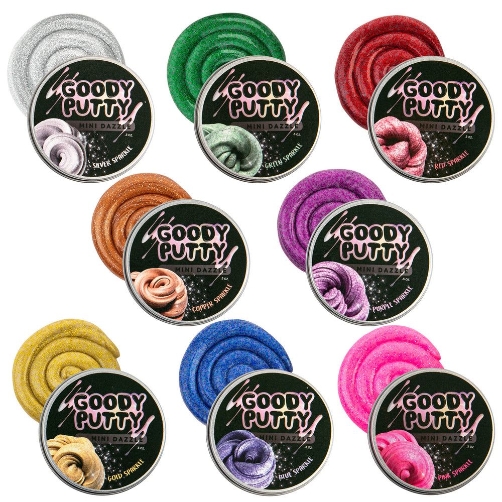 Goody Putty Mini Dazzle Blue Glitter Tin promotes tactile play and imaginative glittery fun.