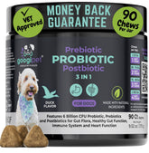 Googipet Probiotics duck-flavored chews support dog digestion.