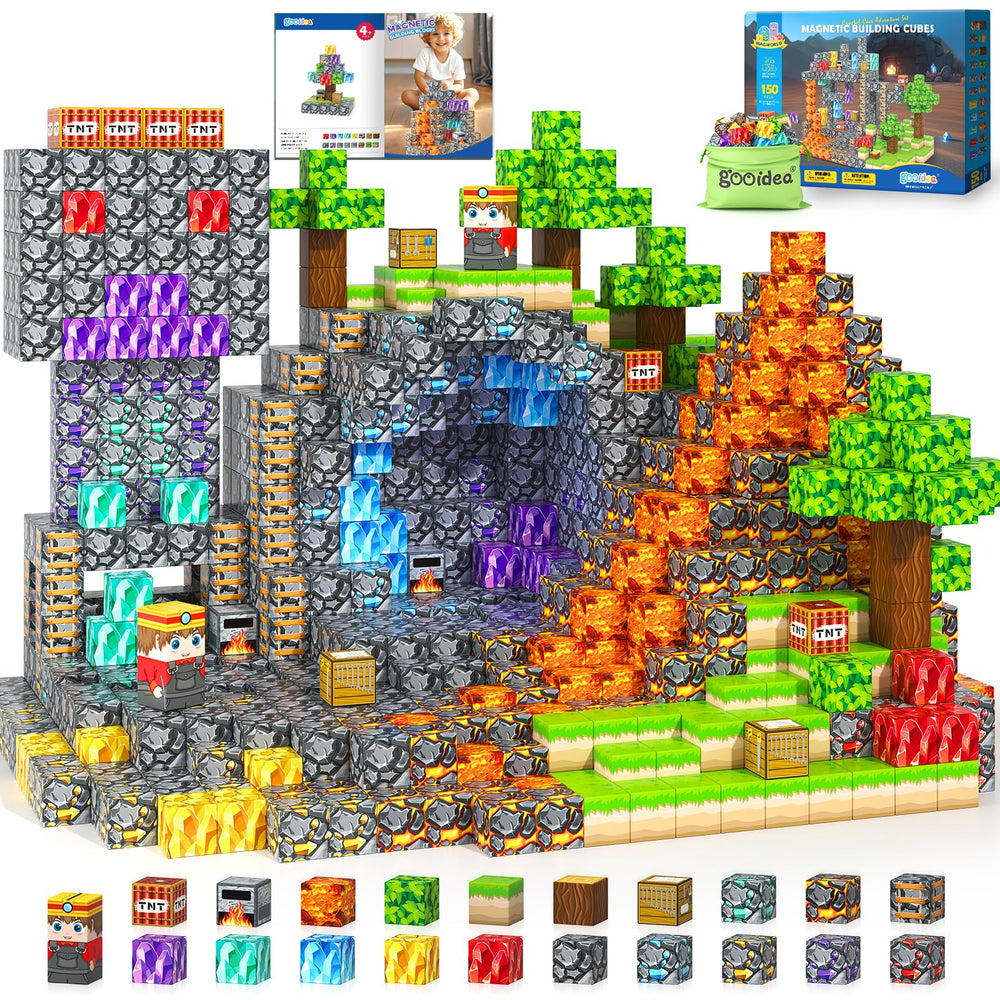 Gooidea Magnetic Blocks crystal mine cave for STEM play and fine motor skills.