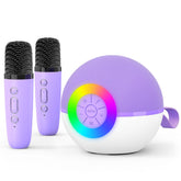 Goopow Mini Karaoke Machine front view with LED lights for family fun