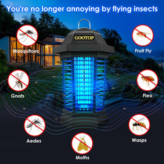 GOOTOP Bug Zapper mounted on wall for patio pest control.