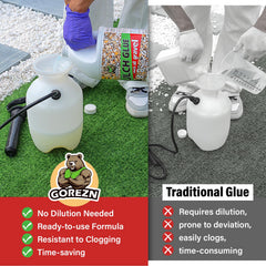 GoRezn Mulch Glue spray-action demonstrates quick, even coverage for rock and gravel