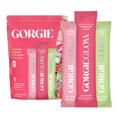 GORGIE Glow 15-sticks pack for on-the-go hydration and skin support.