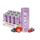 GORGIE Wild Berry energy can front view highlighting zero sugar and bold flavor for a quick lift.