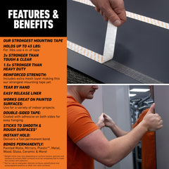 Gorilla Max Strength Mounting Tape bonds well to painted surfaces for secure displays