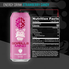 Gorilla Mind Energy Drink can side angle showing modern label and zero sugar