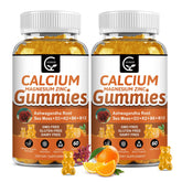 GORNVB Calcium Gummies bottle pour showing easy, sugar-free bone support with orange flavor