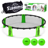 GoSports Slammo set assembled on a backyard lawn for active family play.