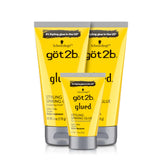 Got2B Glued Styling Hair Gel front view showing two 6 oz tubes for strong hold