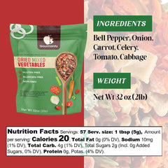 Dried vegetable chunks from Gourmanity blend emphasize natural ingredients and versatile cooking options.