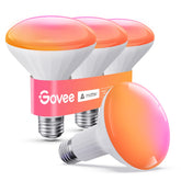 Govee BR30 bulb lit on wall showing vibrant RGBWW mood lighting.