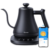 Govee Smart Electric Kettle matte black front view for a sleek kitchen look and fast heating.