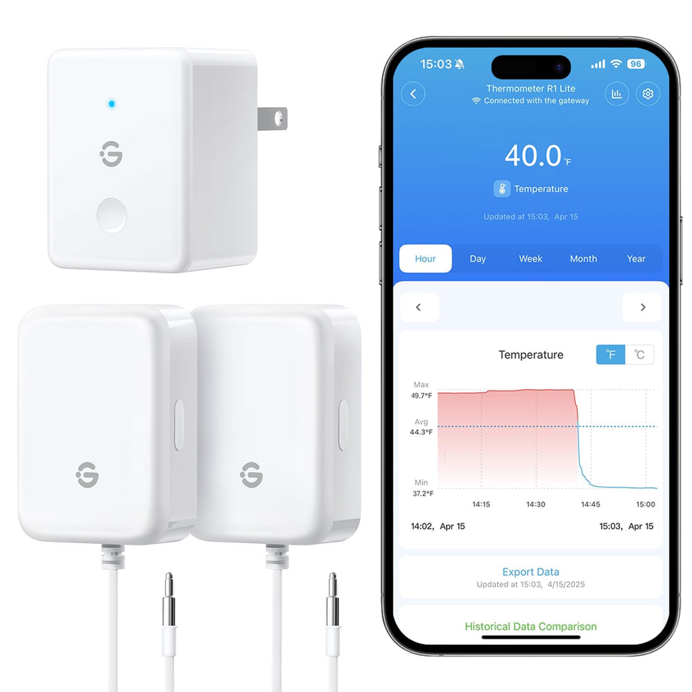 GoveeLife WiFi fridge thermometer alarm with real-time alerts for safe food storage