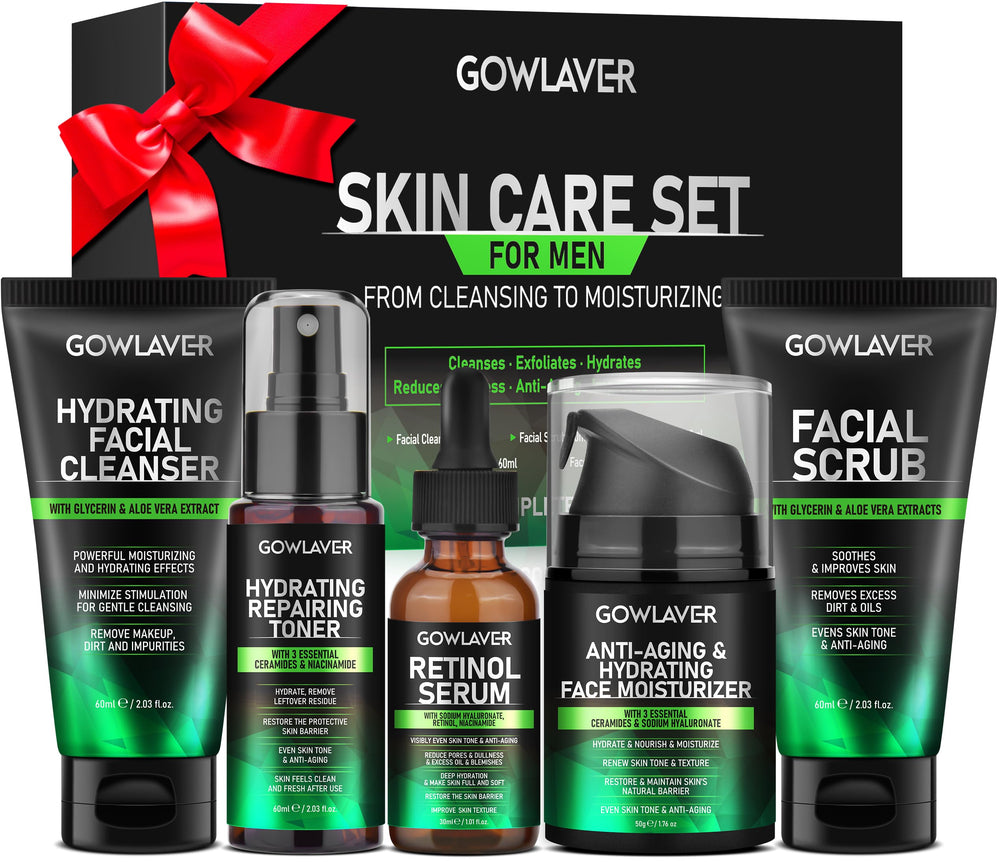 GOWLAVER men's cleanser bottle cleanses while hydrating all skin types.