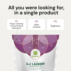 60-load Grab Green pouch shown for economical, ready-to-use laundry care