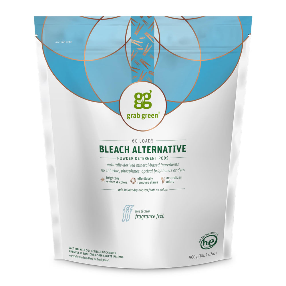 Grab Green bleach-alternative pods brighten whites and laundry without chlorine