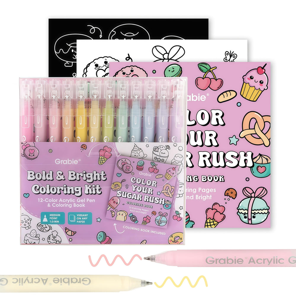Grabie 12Colors acrylic gel pens brighten sketches with bold, opaque color.