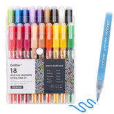 Grabie 18-color acrylic paint pens set for versatile artwork and crafts.