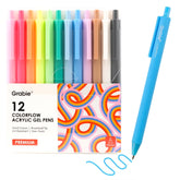 Grabie acrylic gel pens display vibrant color options for journaling on light and dark paper.