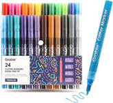 Grabie glitter markers cap close-up with iridescent shimmer for vivid details.