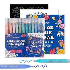 Grabie 12Colors Ocean Colors pens for bold, smooth coloring on light or dark paper