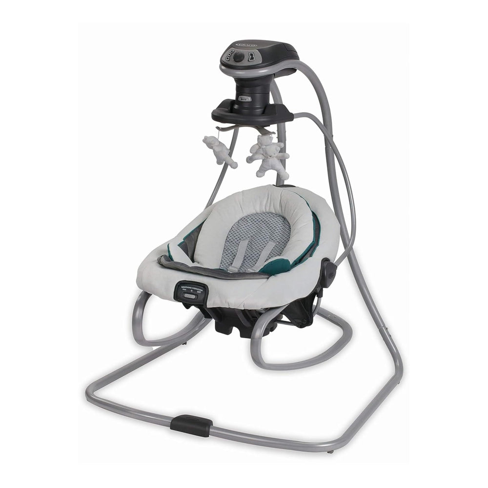 Graco DuetSoothe swing seat removable for easy transition and keeping baby nearby.