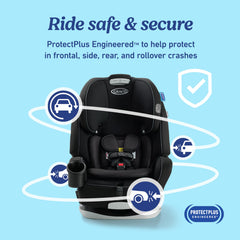 Graco Grows4Me headrest at 10 positions ensures comfy alignment as child grows.