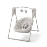 Graco Slim Spaces compact-fold swing for easy storage in small spaces.