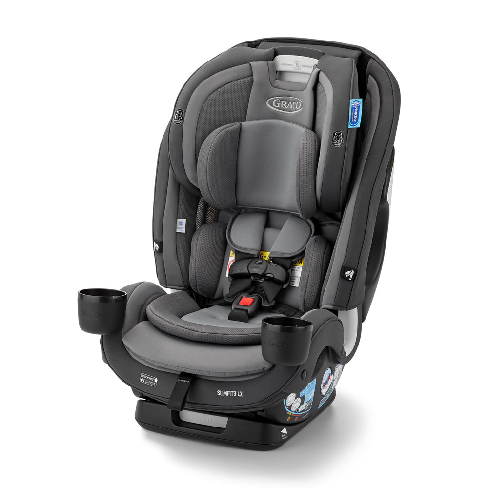 Graco SlimFit3 LX in a three-across configuration saves backseat space