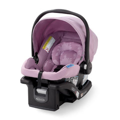Graco SnugRide Lite LX Lilac Mod front view, lightweight design for easy car-to-stroller transfers.
