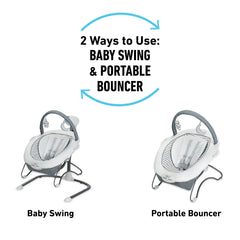 Graco Soothe-n-Sway LX Portable Bouncer beside parent for easy supervision.