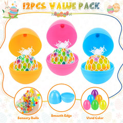Six bright eggs provide visual appeal and easy differentiation for games.