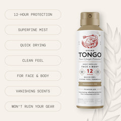Grand Tongo bottle label highlighting Picaridin-based DEET alternative