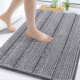 Grandaily chenille striped bath rug close-up showing thick plush pile for luxury underfoot