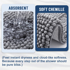 Grandaily grey non-slip bath mat with textured backing prevents sliding on tiles