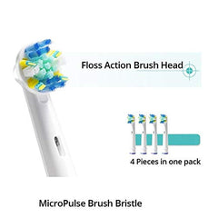 GRANDIOSI brush heads close up showing floss action for enhanced tooth by tooth cleaning