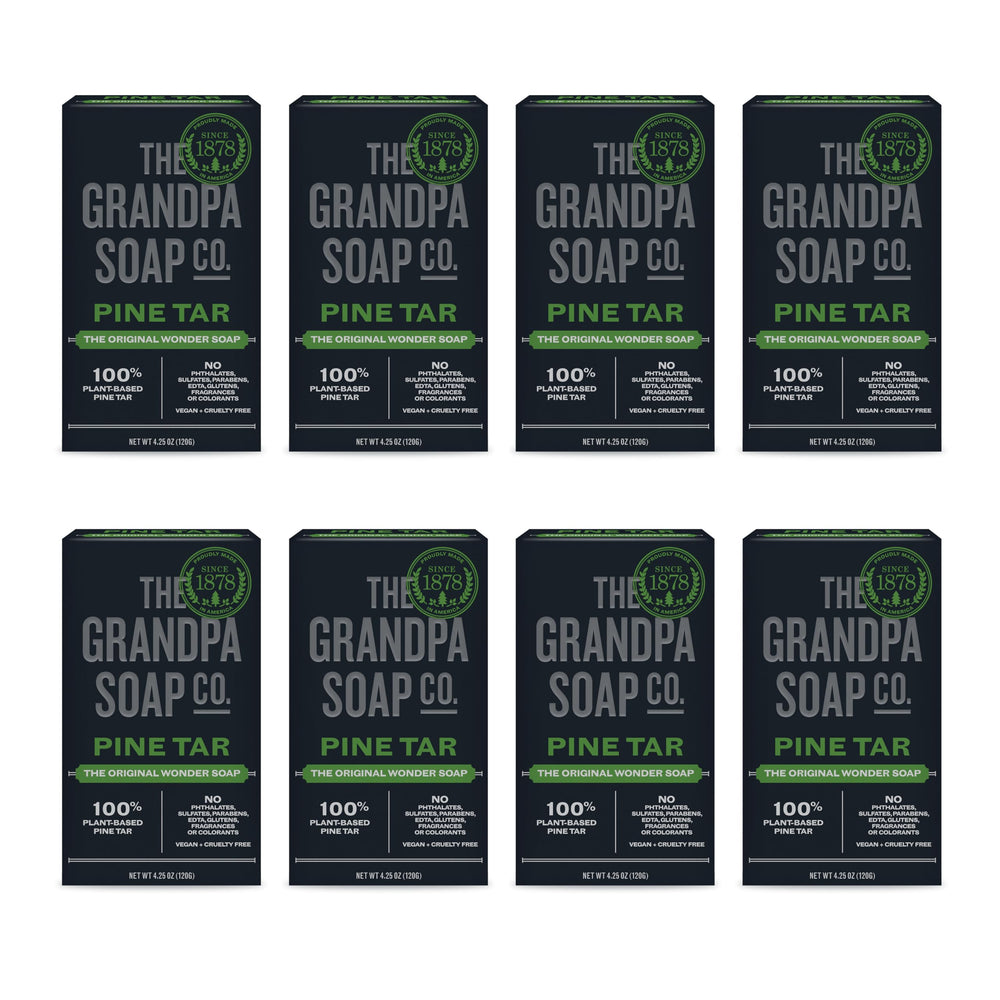 The Grandpa Soap Company Pine Tar Bar Soap full product shot for all-over cleansing.