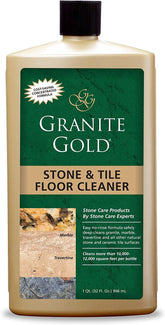 Granite Gold bottle showing no-rinse deep cleaning for stone and tile floors.